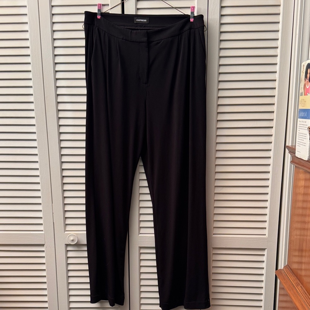 Express Black Wide Leg Pants with zipper and pockets